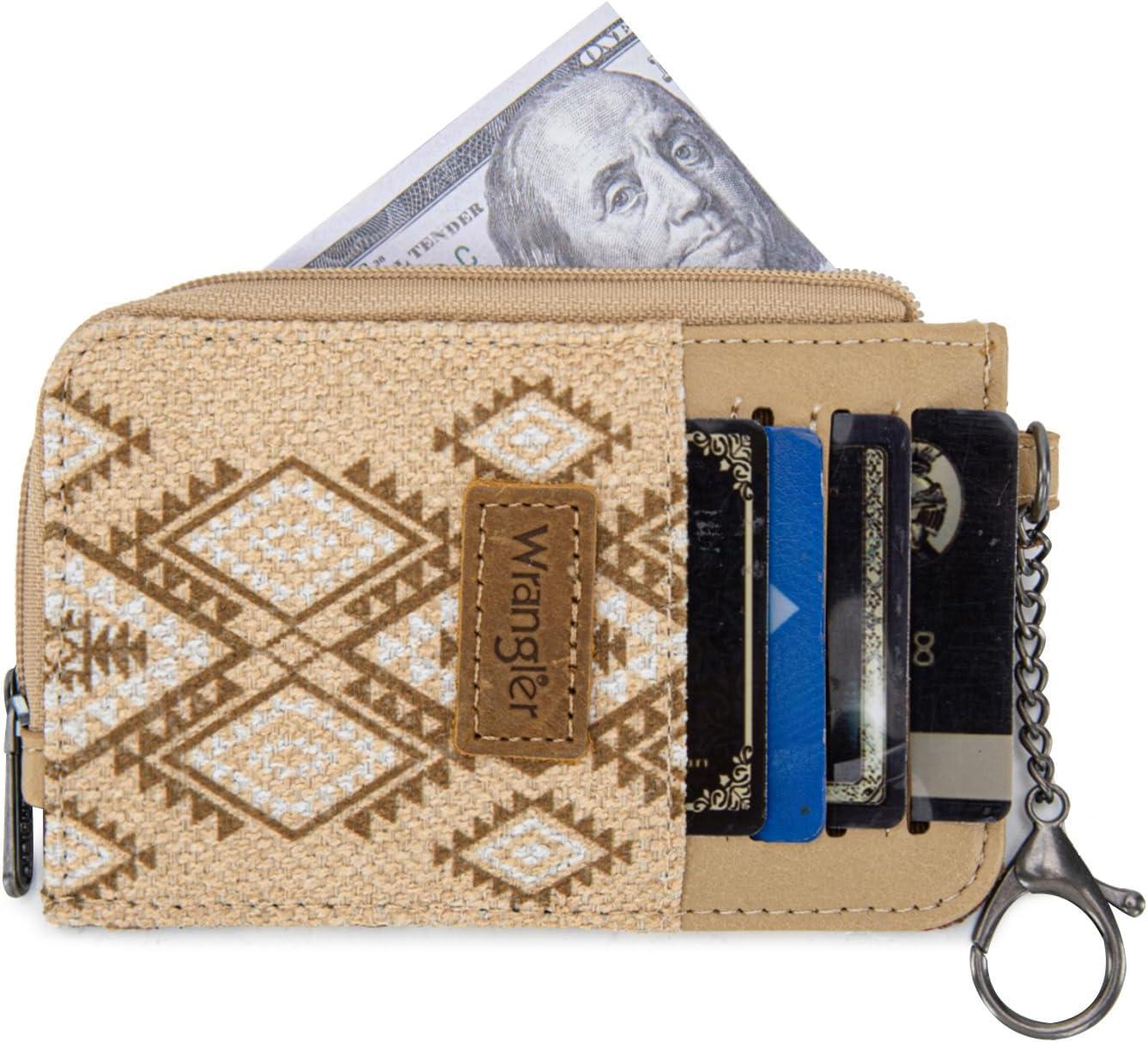 imageMontana West Wrangler Cow Print Wallets for Women Boho Western Card Holder WG133W005TNAztec Khaki
