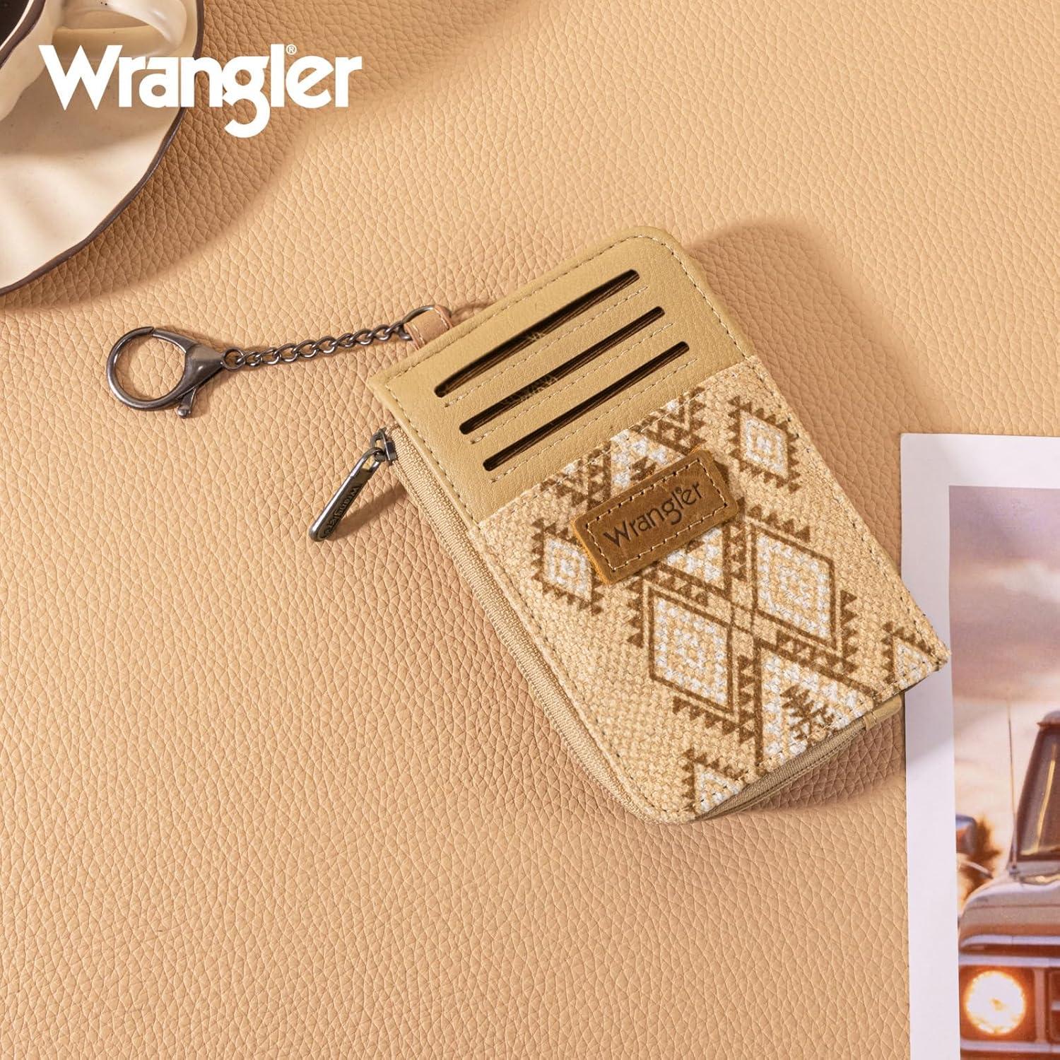imageMontana West Wrangler Cow Print Wallets for Women Boho Western Card Holder WG133W005TNAztec Khaki