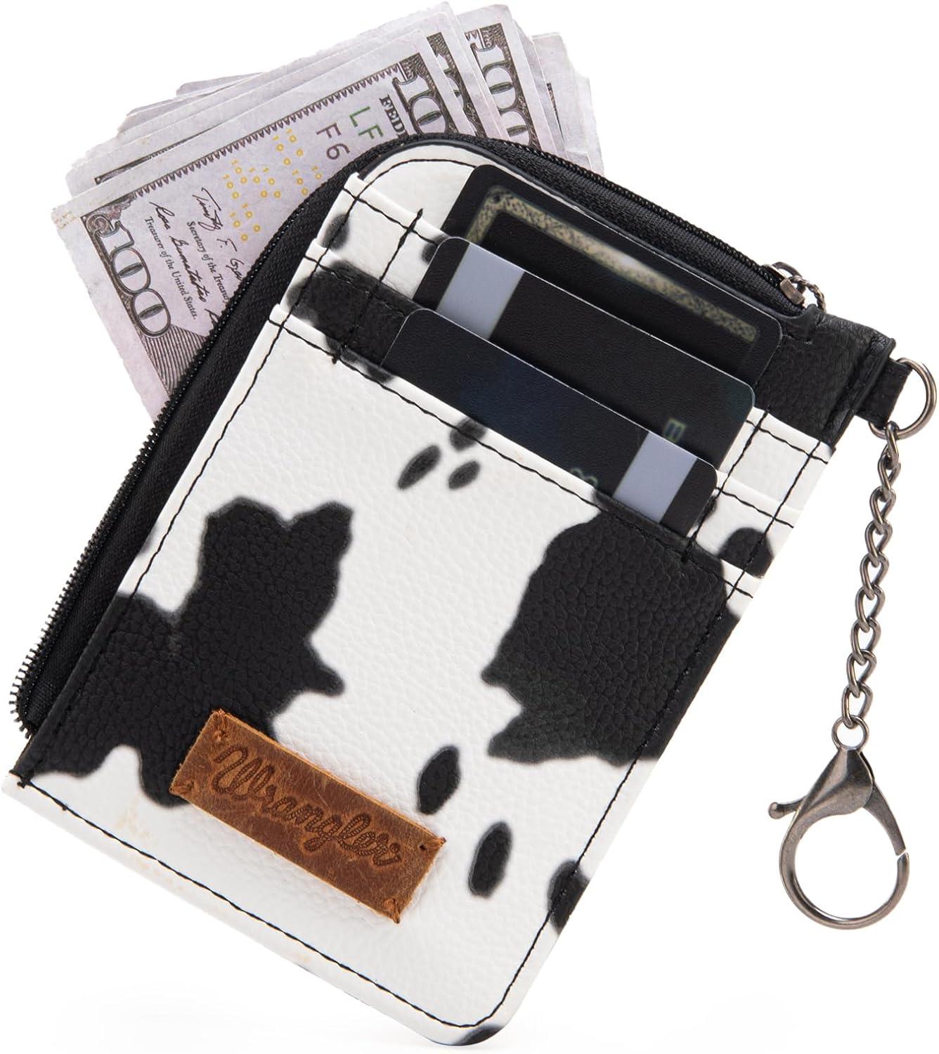 imageMontana West Wrangler Cow Print Wallets for Women Boho Western Card Holder WG133W005TNCow Print Black
