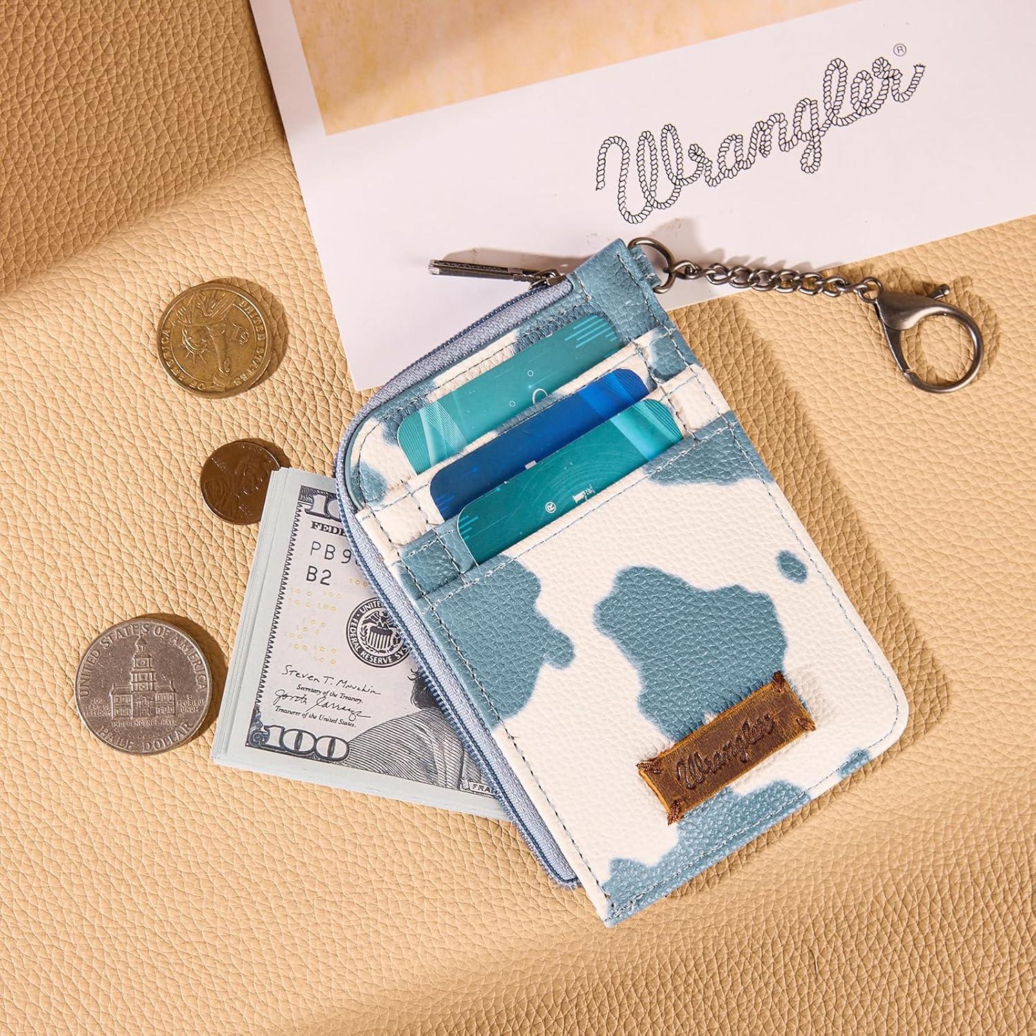 imageMontana West Wrangler Cow Print Wallets for Women Boho Western Card Holder WG133W005TNCow Print Blue