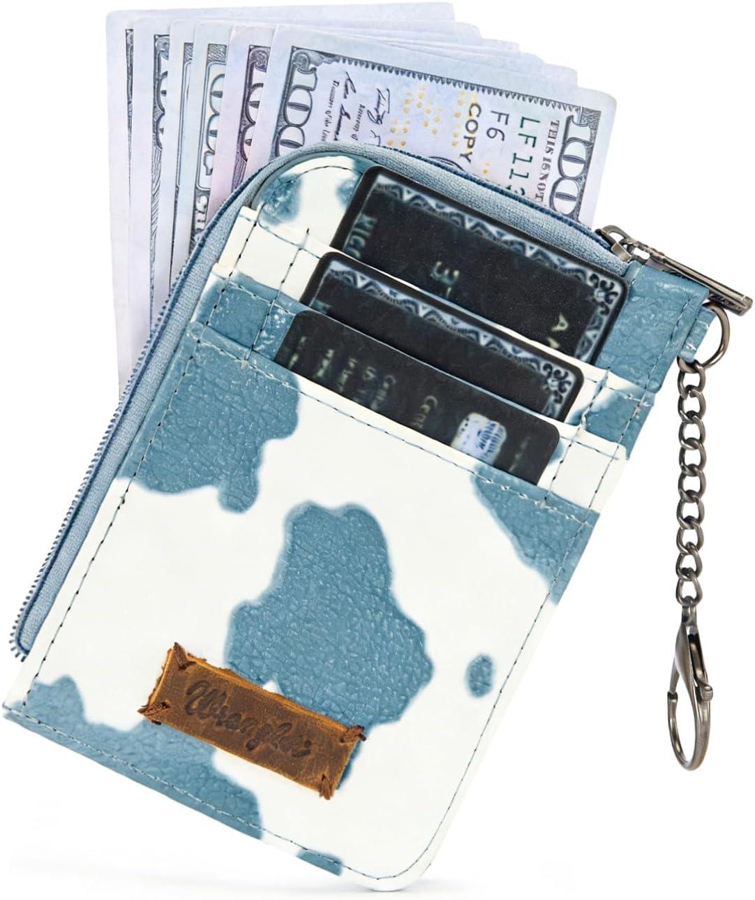 imageMontana West Wrangler Cow Print Wallets for Women Boho Western Card Holder WG133W005TNCow Print Blue