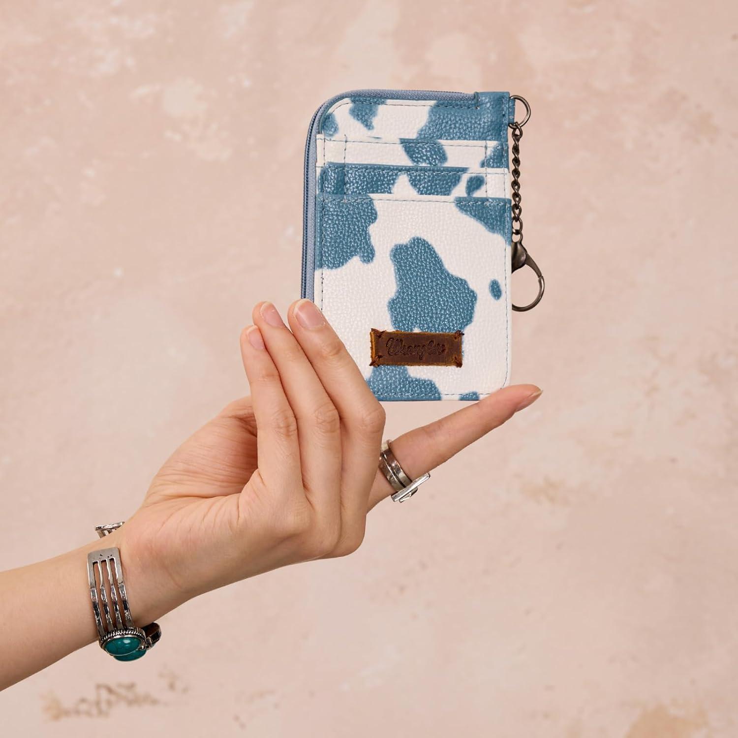 imageMontana West Wrangler Cow Print Wallets for Women Boho Western Card Holder WG133W005TNCow Print Blue