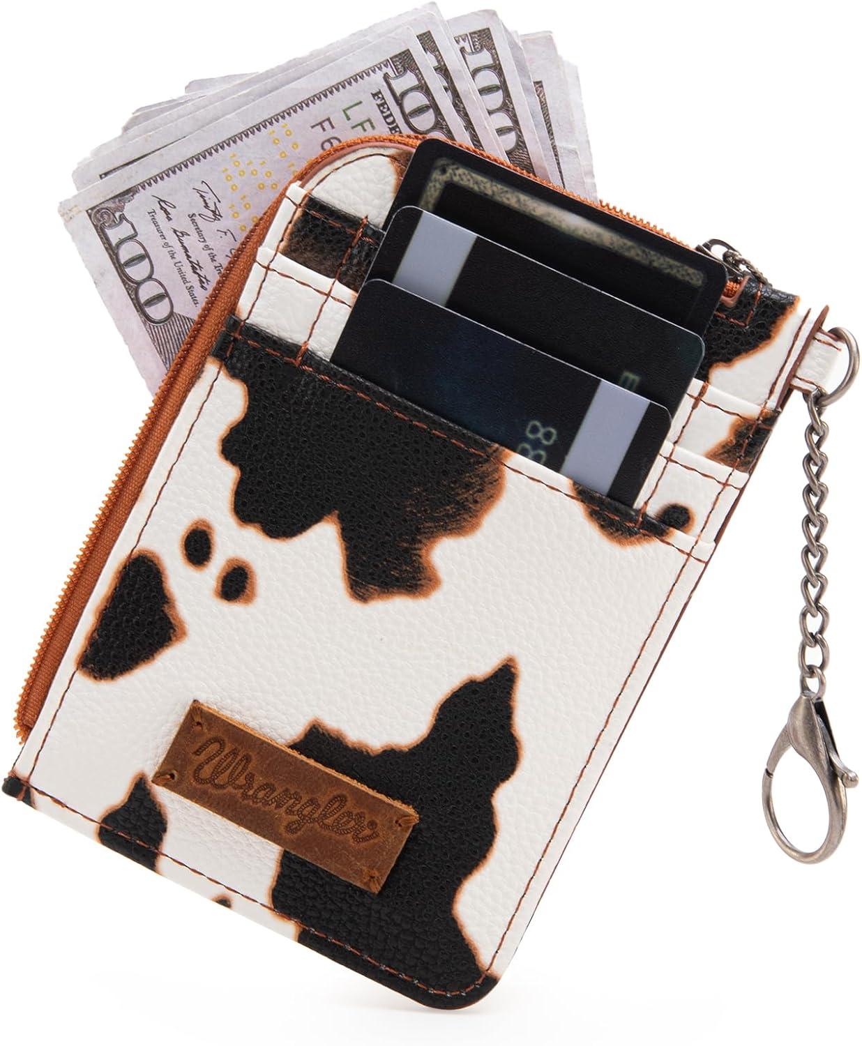imageMontana West Wrangler Cow Print Wallets for Women Boho Western Card Holder WG133W005TNCow Print Brown