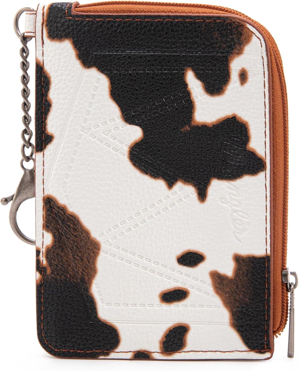imageMontana West Wrangler Cow Print Wallets for Women Boho Western Card Holder WG133W005TNCow Print Brown