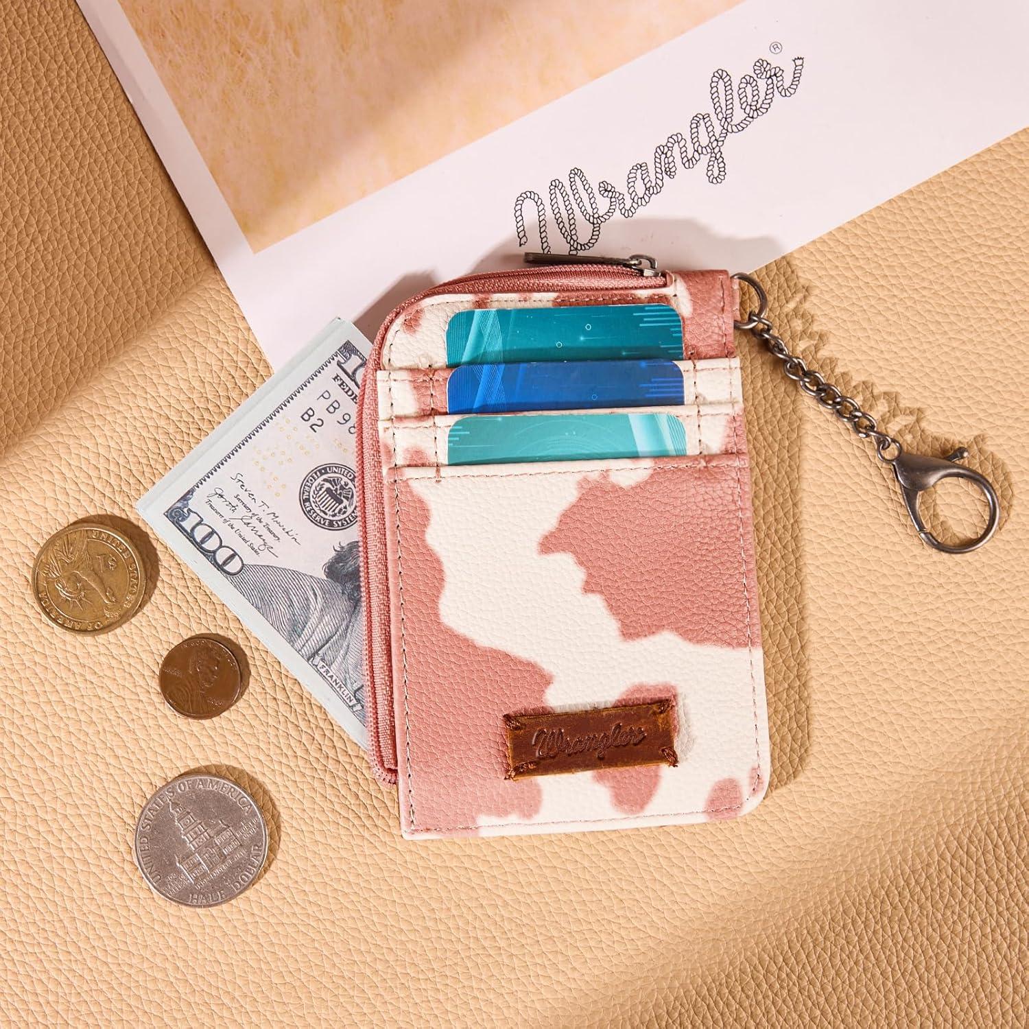 imageMontana West Wrangler Cow Print Wallets for Women Boho Western Card Holder WG133W005TNCow Print Light Pink