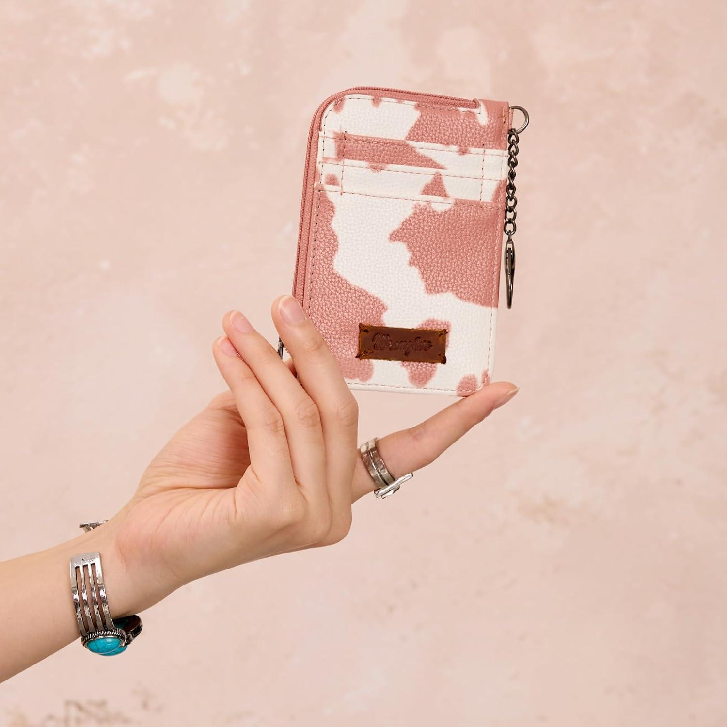 imageMontana West Wrangler Cow Print Wallets for Women Boho Western Card Holder WG133W005TNCow Print Light Pink