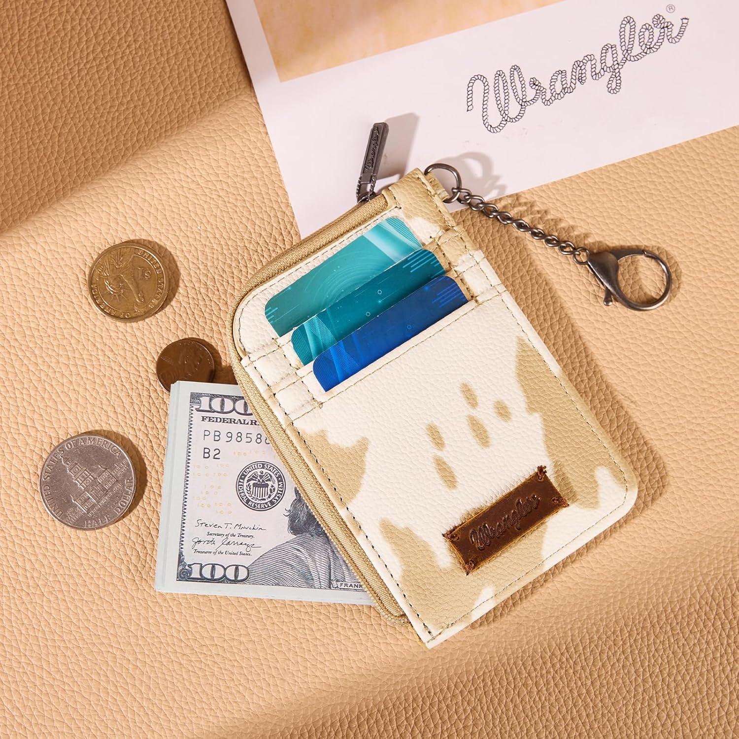 imageMontana West Wrangler Cow Print Wallets for Women Boho Western Card Holder WG133W005TNCow Print Tan