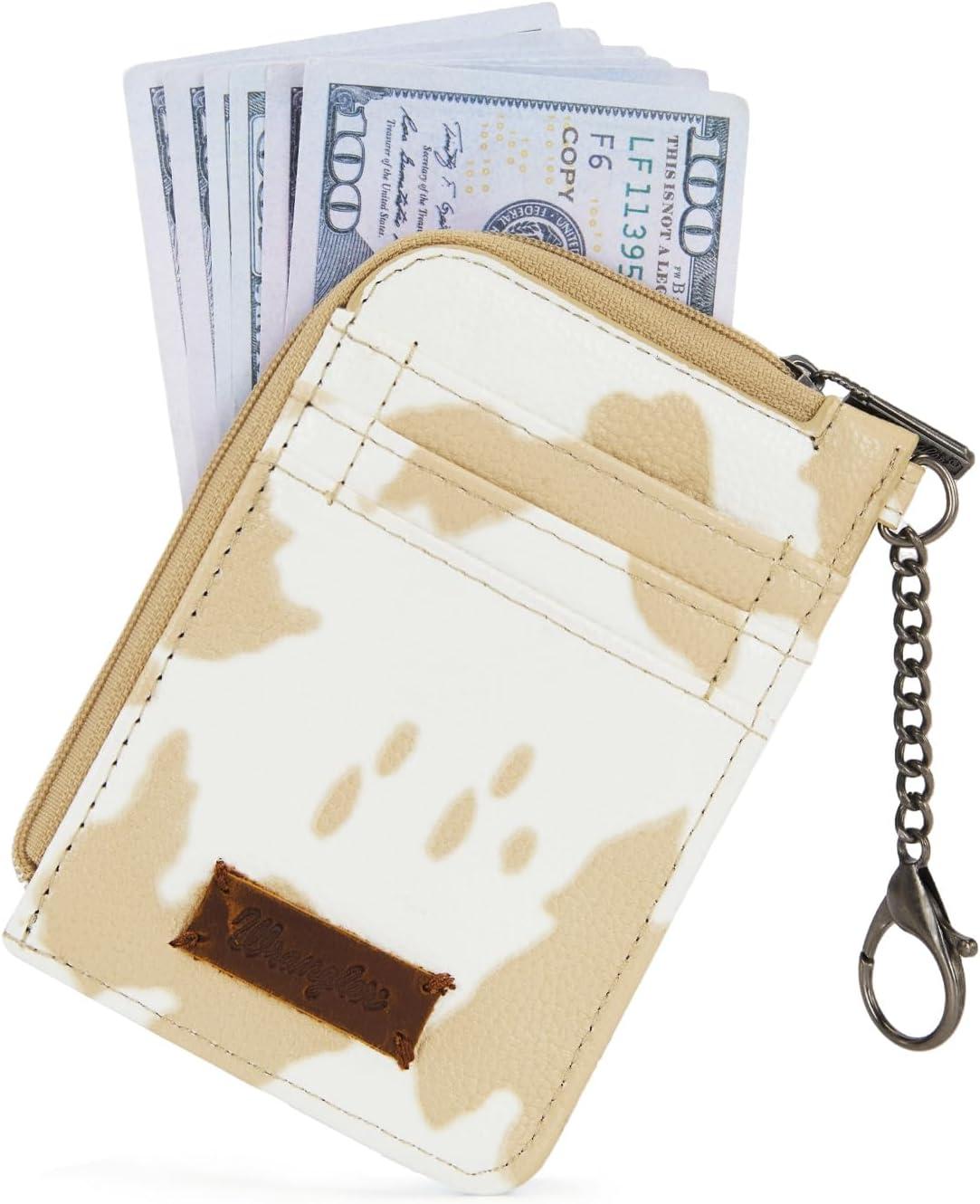 imageMontana West Wrangler Cow Print Wallets for Women Boho Western Card Holder WG133W005TNCow Print Tan