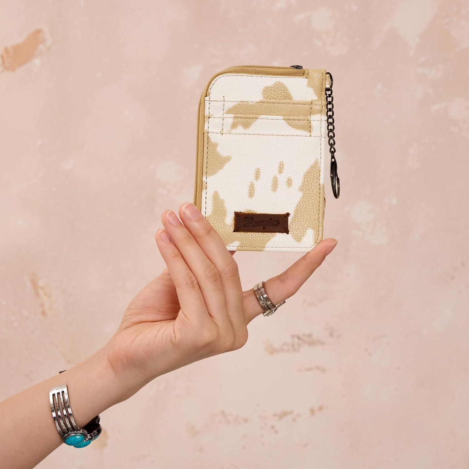 imageMontana West Wrangler Cow Print Wallets for Women Boho Western Card Holder WG133W005TNCow Print Tan