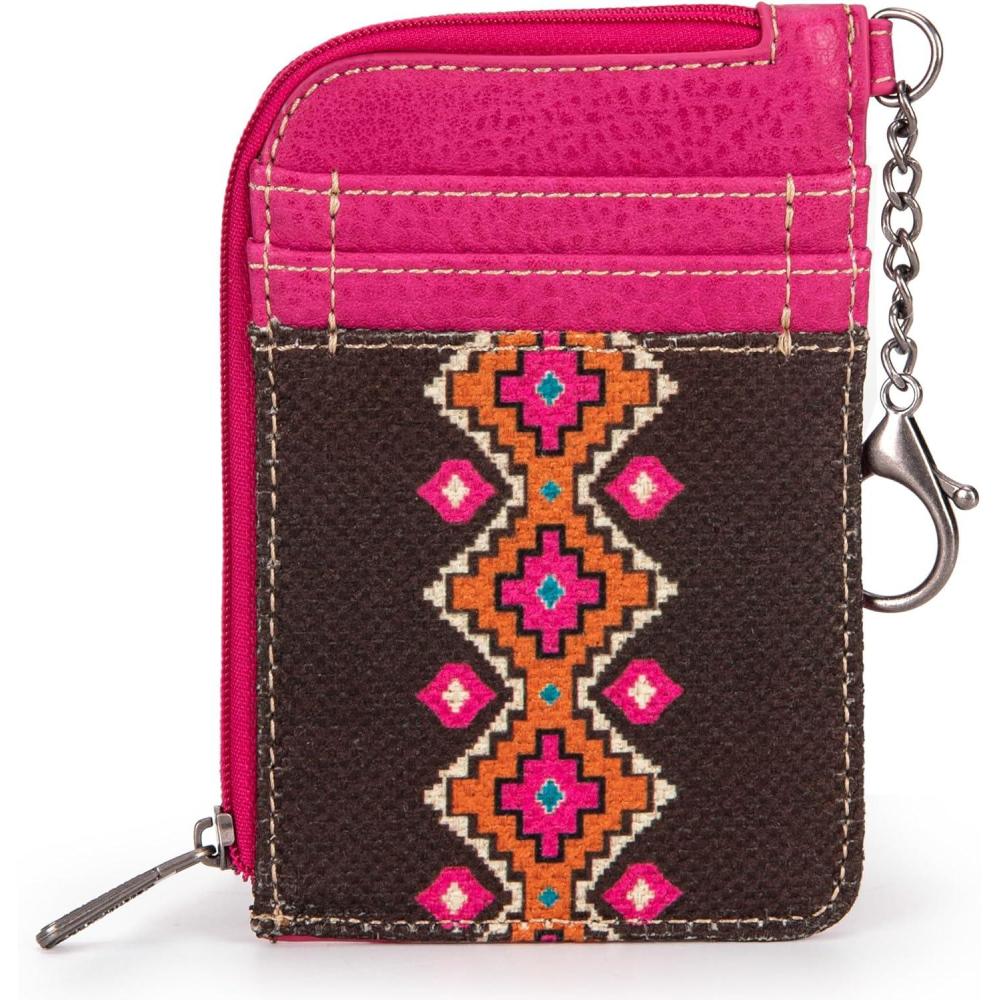 imageMontana West Wrangler Cow Print Wallets for Women Boho Western Card Holder WG133W005TNAngel Diamond Hot Pink