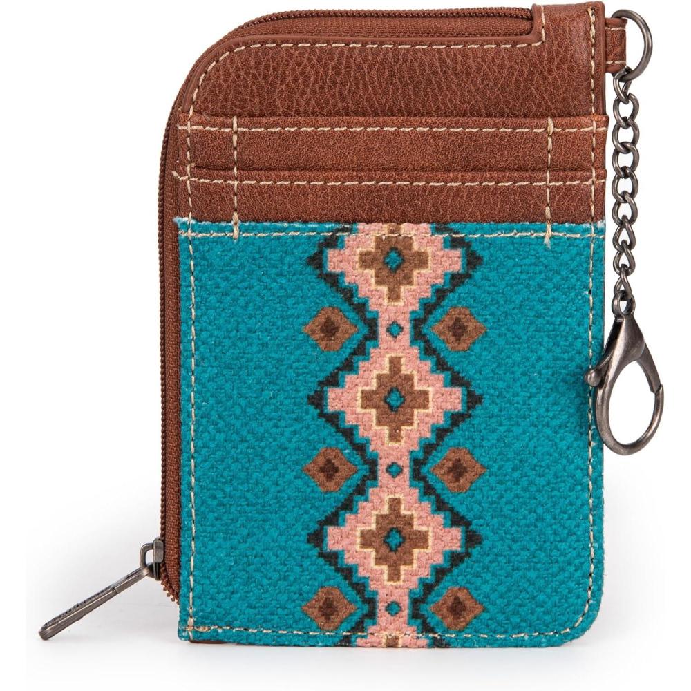 imageMontana West Wrangler Cow Print Wallets for Women Boho Western Card Holder WG133W005TNAngel Diamond Turquoise