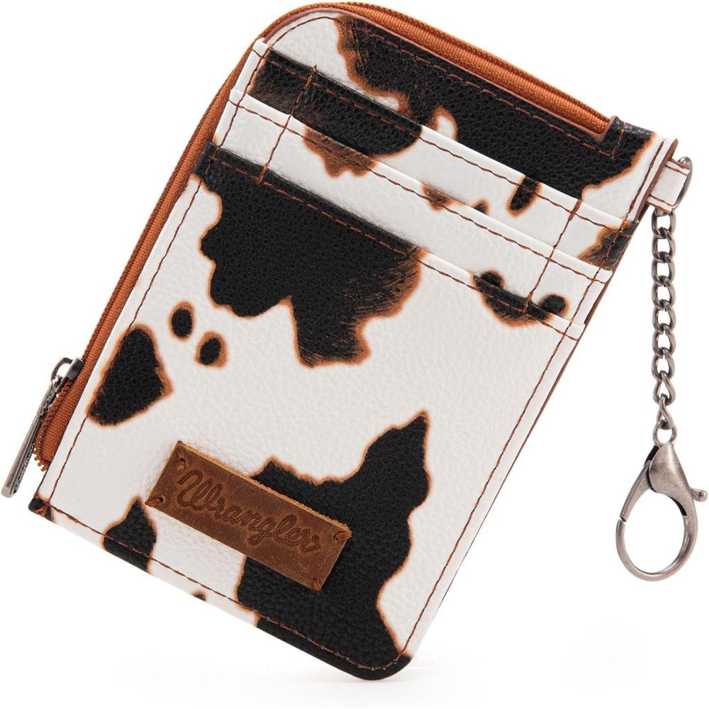 imageMontana West Wrangler Cow Print Wallets for Women Boho Western Card Holder WG133W005TNCow Print Brown