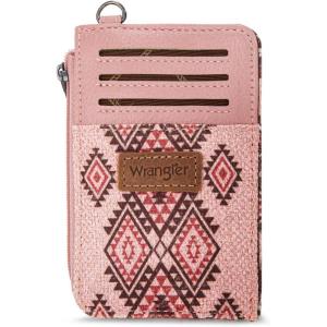 Montana West Wrangler Cow Print Wallets for Women Boho Western Card Holder WG133-W005TN(Aztec Pink)
