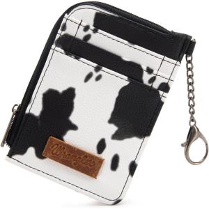 Montana West Wrangler Cow Print Wallets for Women Boho Western Card Holder WG133-W005TN(Cow Print Black)