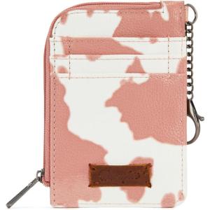 Montana West Wrangler Cow Print Wallets for Women Boho Western Card Holder WG133-W005TN(Cow Print Light Pink)