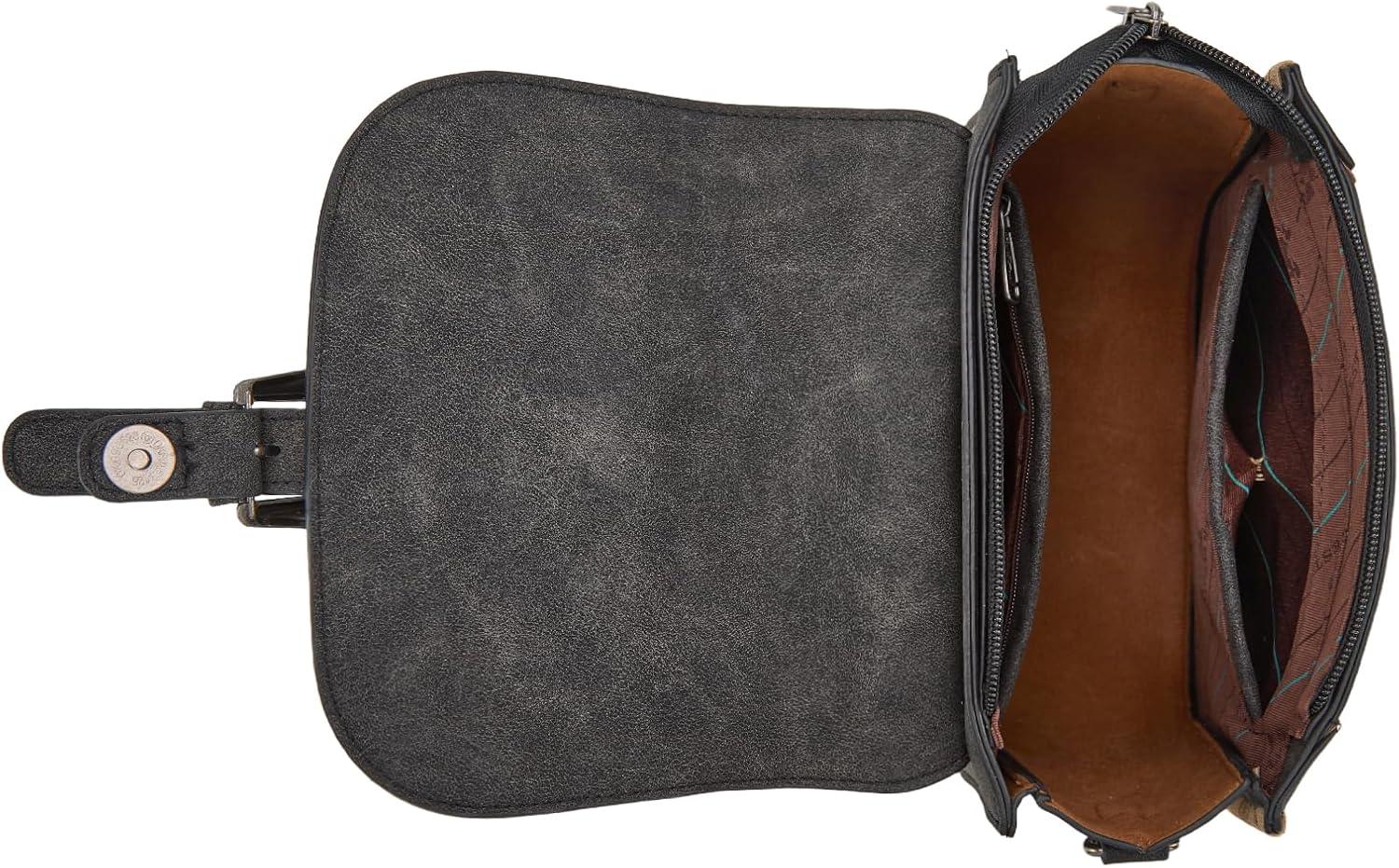 imageMontana West Whipstitch Flap Crossbody Bag for Women Designer Saddle BagBlack
