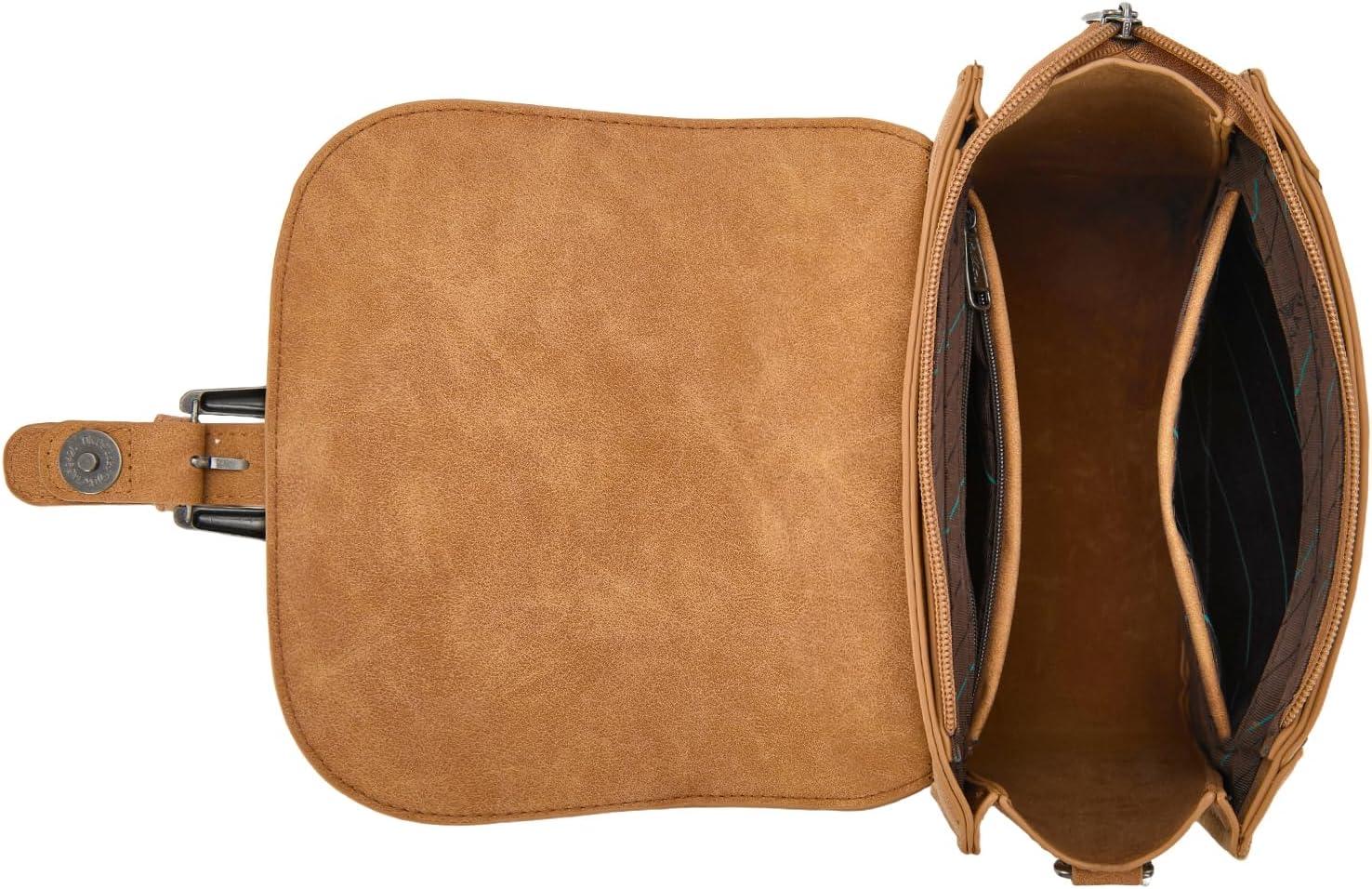 imageMontana West Whipstitch Flap Crossbody Bag for Women Designer Saddle BagBrown