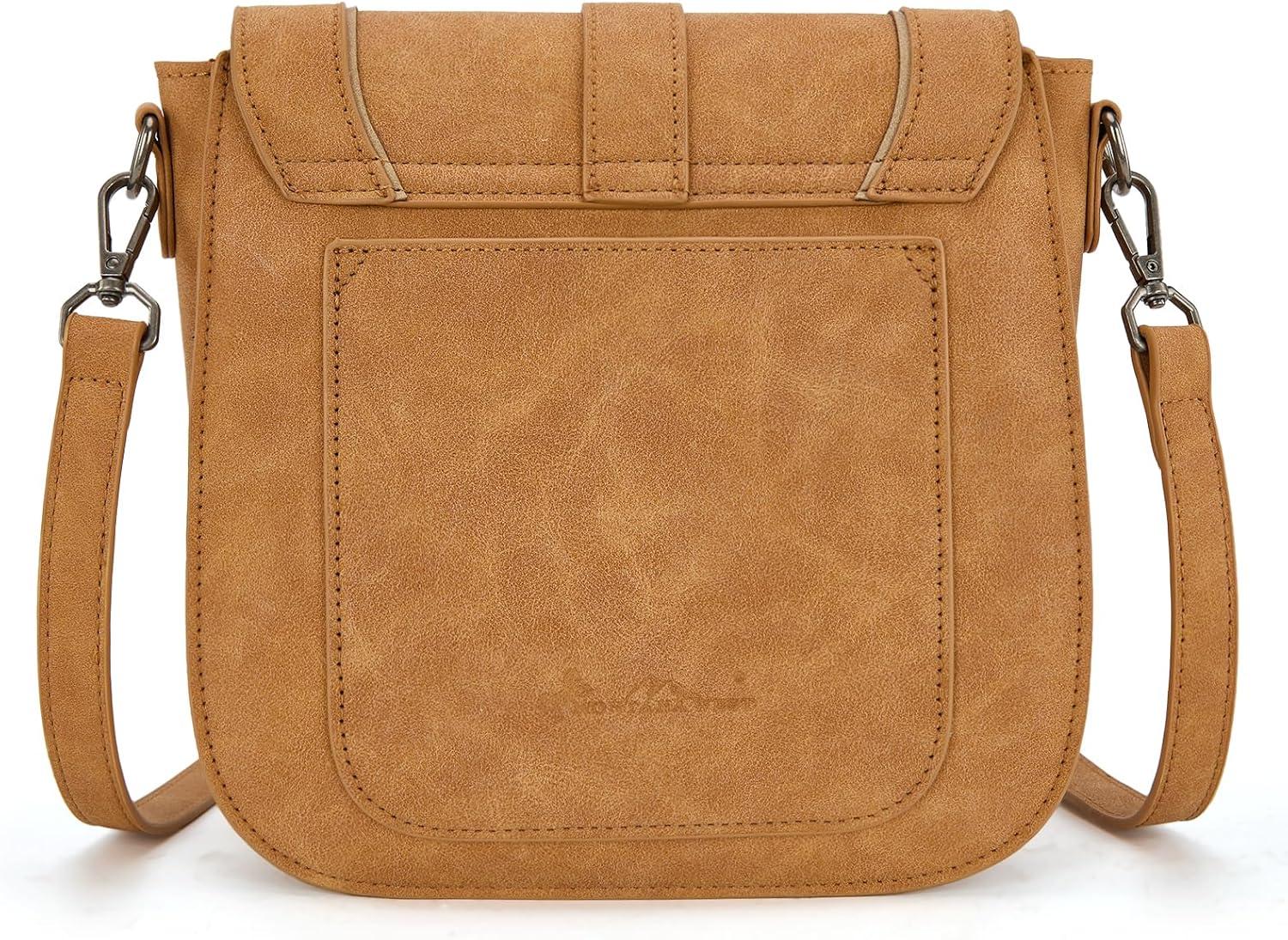 imageMontana West Whipstitch Flap Crossbody Bag for Women Designer Saddle BagBrown