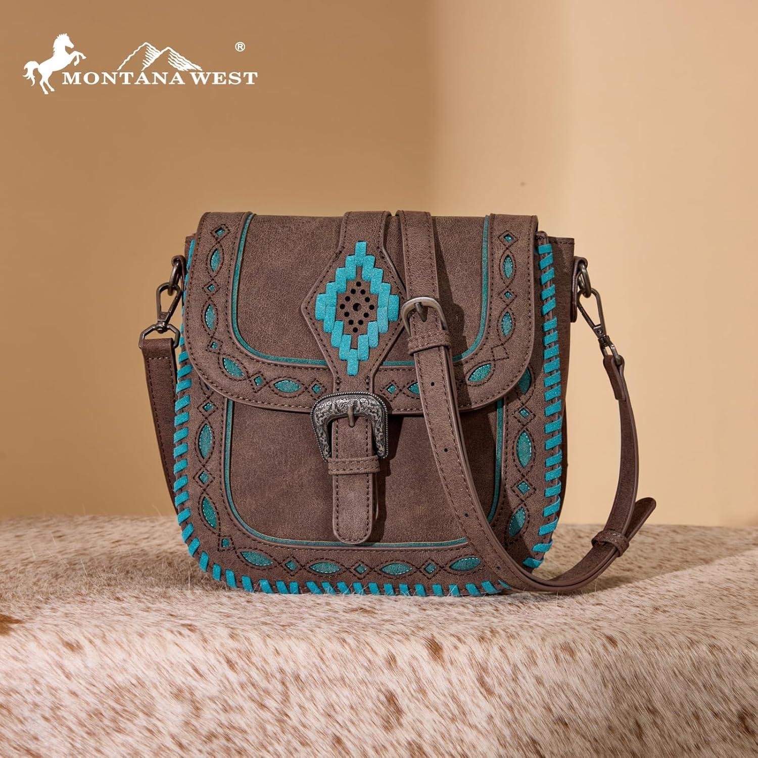 imageMontana West Whipstitch Flap Crossbody Bag for Women Designer Saddle BagCoffee