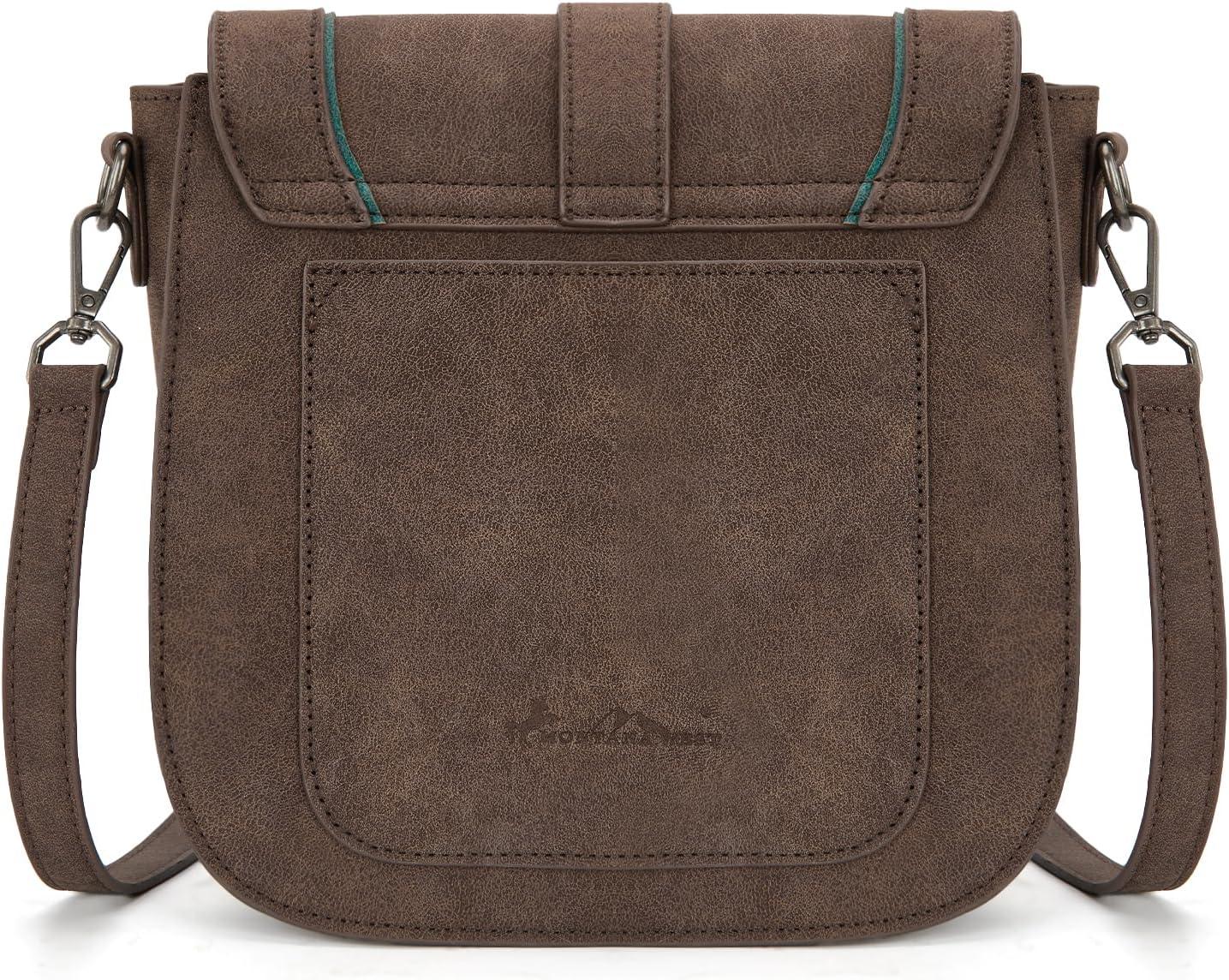 imageMontana West Whipstitch Flap Crossbody Bag for Women Designer Saddle BagCoffee