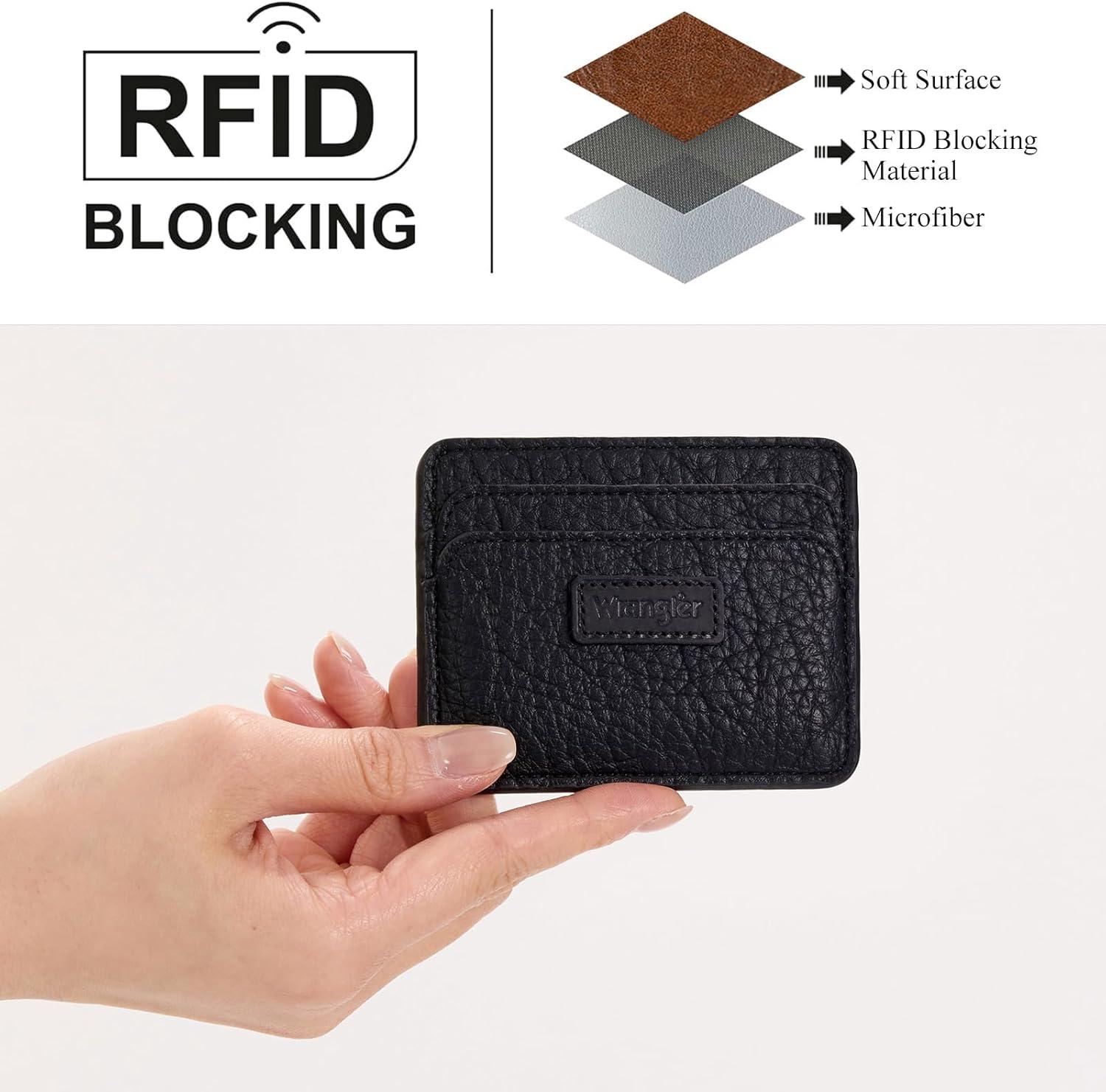 imageMontana West Wrangler Credit Card Holder for Women Wallet Card Case Small Ladies Female Pocket WalletJet Black