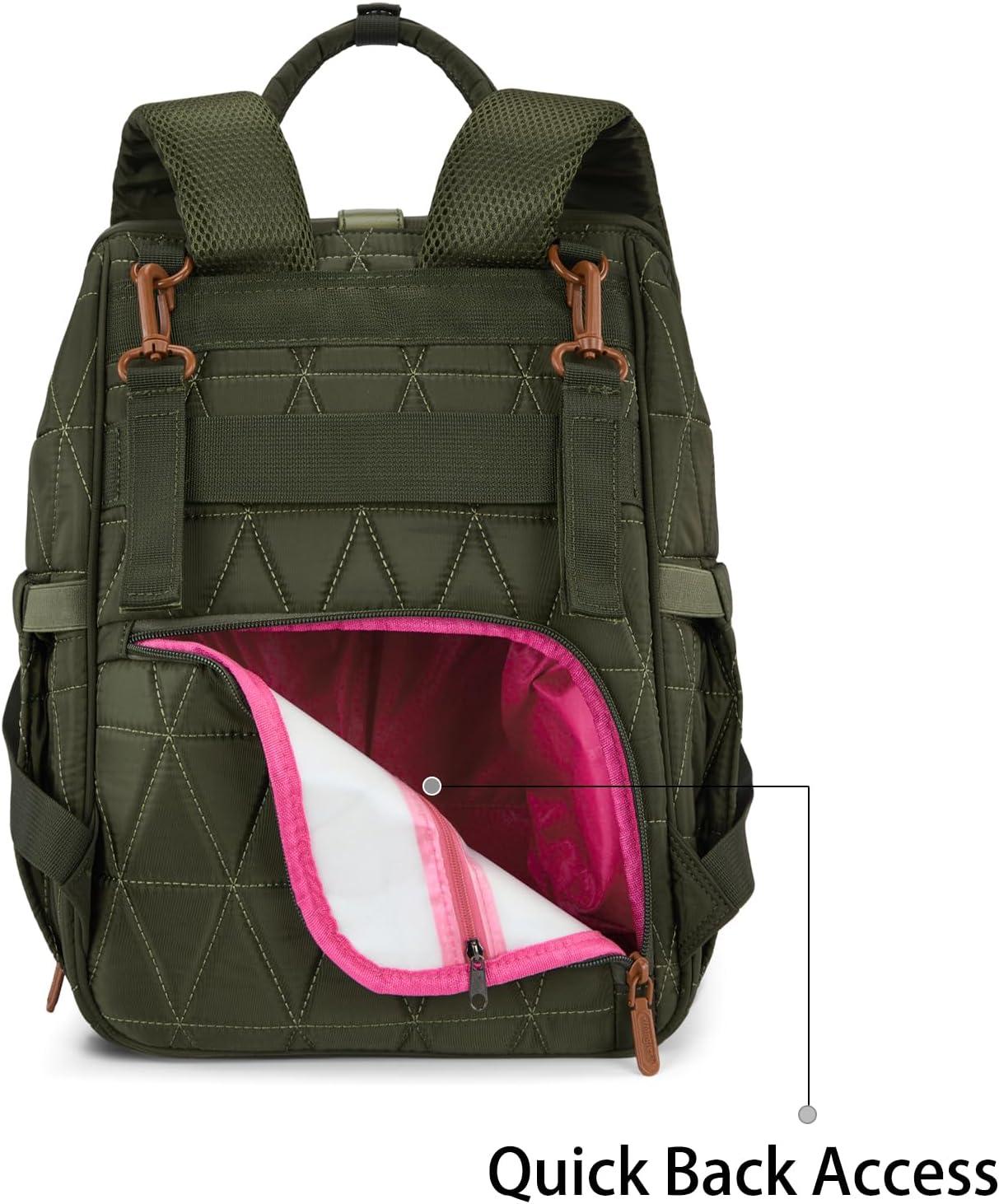 imageMontana West Wrangler Diaper Bag Backpack Baby Essentials Bag Quilted Travel Backpacks with Insulated Pockets Portable Changing Pad Stroller Straps Pacifier CaseGreen