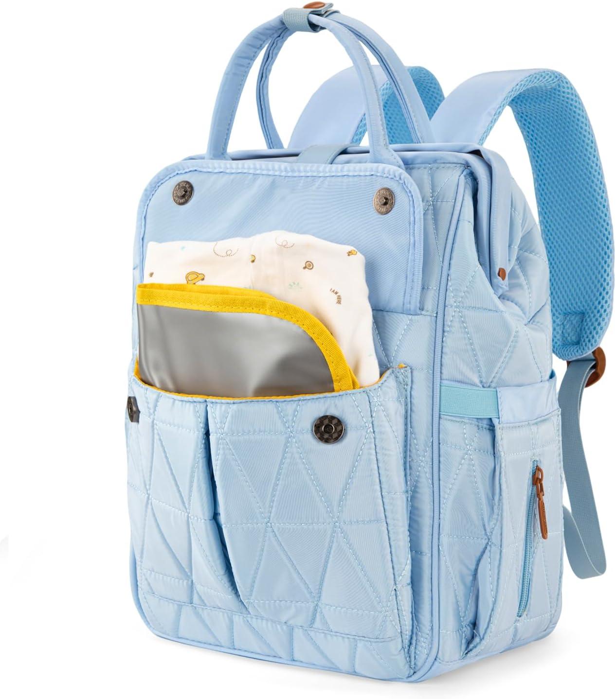 imageMontana West Wrangler Diaper Bag Backpack Baby Essentials Bag Quilted Travel Backpacks with Insulated Pockets Portable Changing Pad Stroller Straps Pacifier CaseBlue