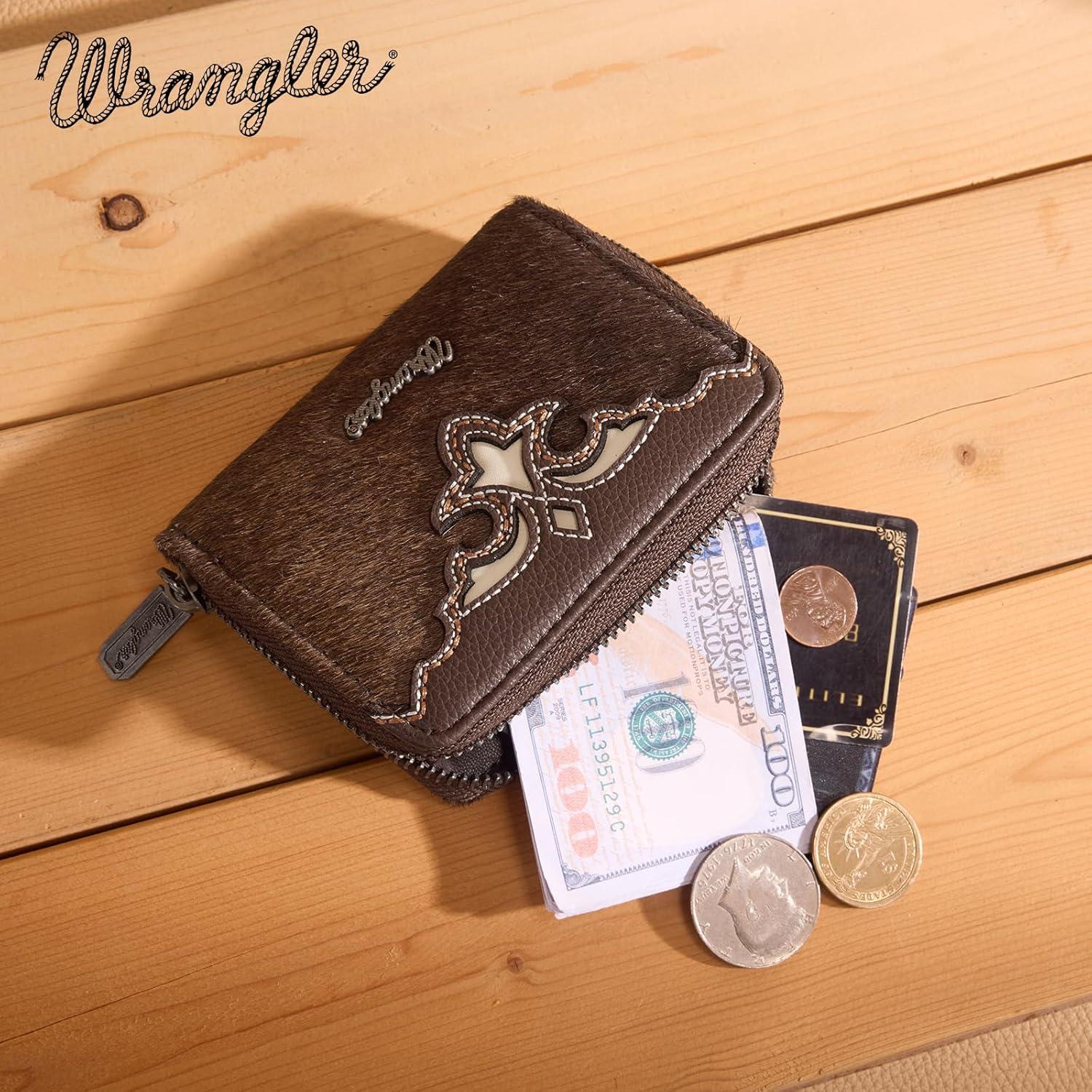 imageMontana West Wrangler Tooled Womens Wallet Small Credit Card Holder Slim Thin Money Organizer WG322W089TQCowhideCoffee