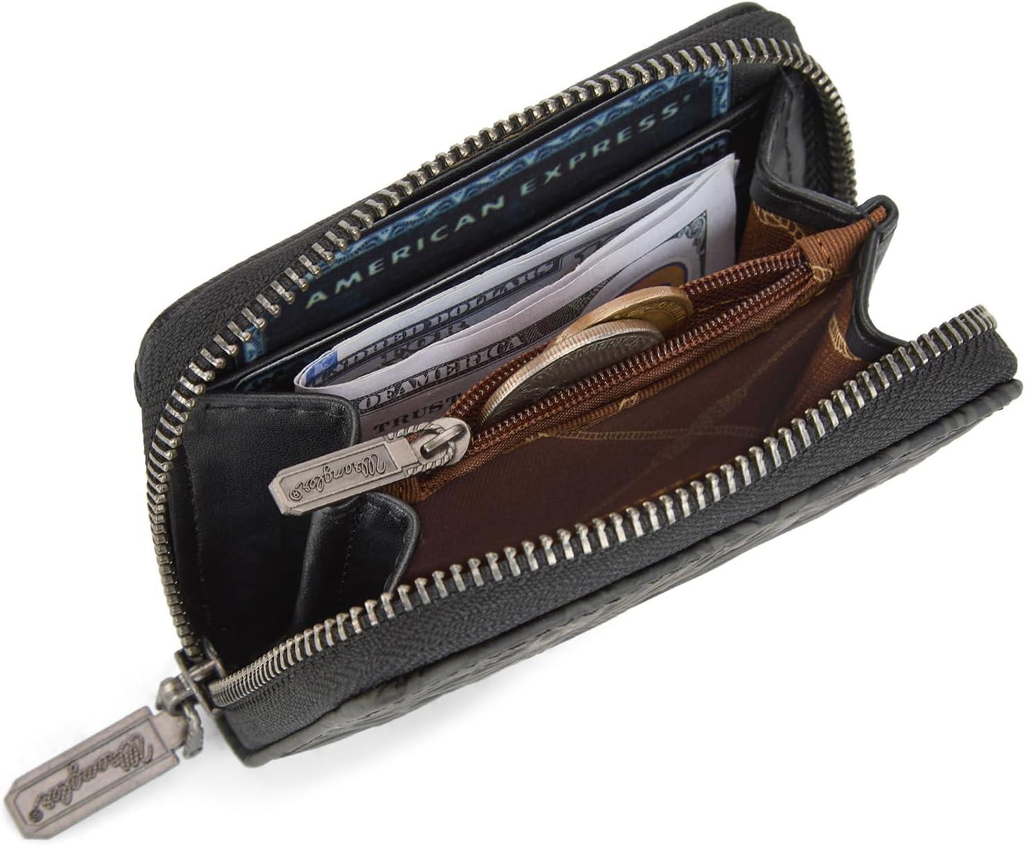 imageMontana West Wrangler Tooled Womens Wallet Small Credit Card Holder Slim Thin Money Organizer WG322W089TQToolingBlack