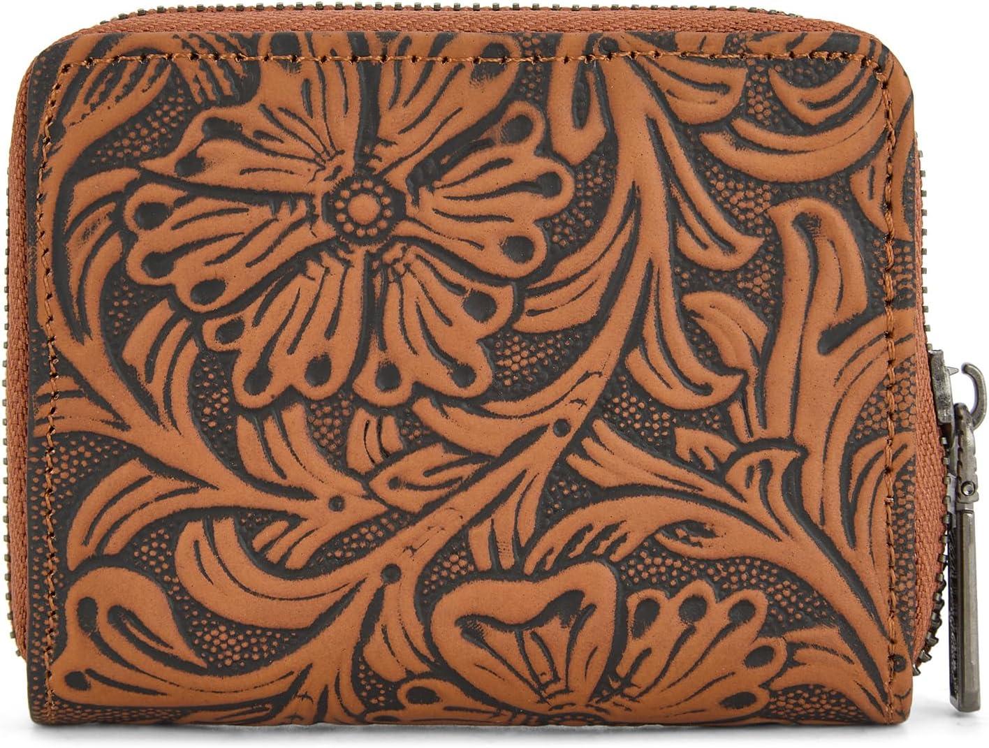 imageMontana West Wrangler Tooled Womens Wallet Small Credit Card Holder Slim Thin Money Organizer WG322W089TQToolingBrown