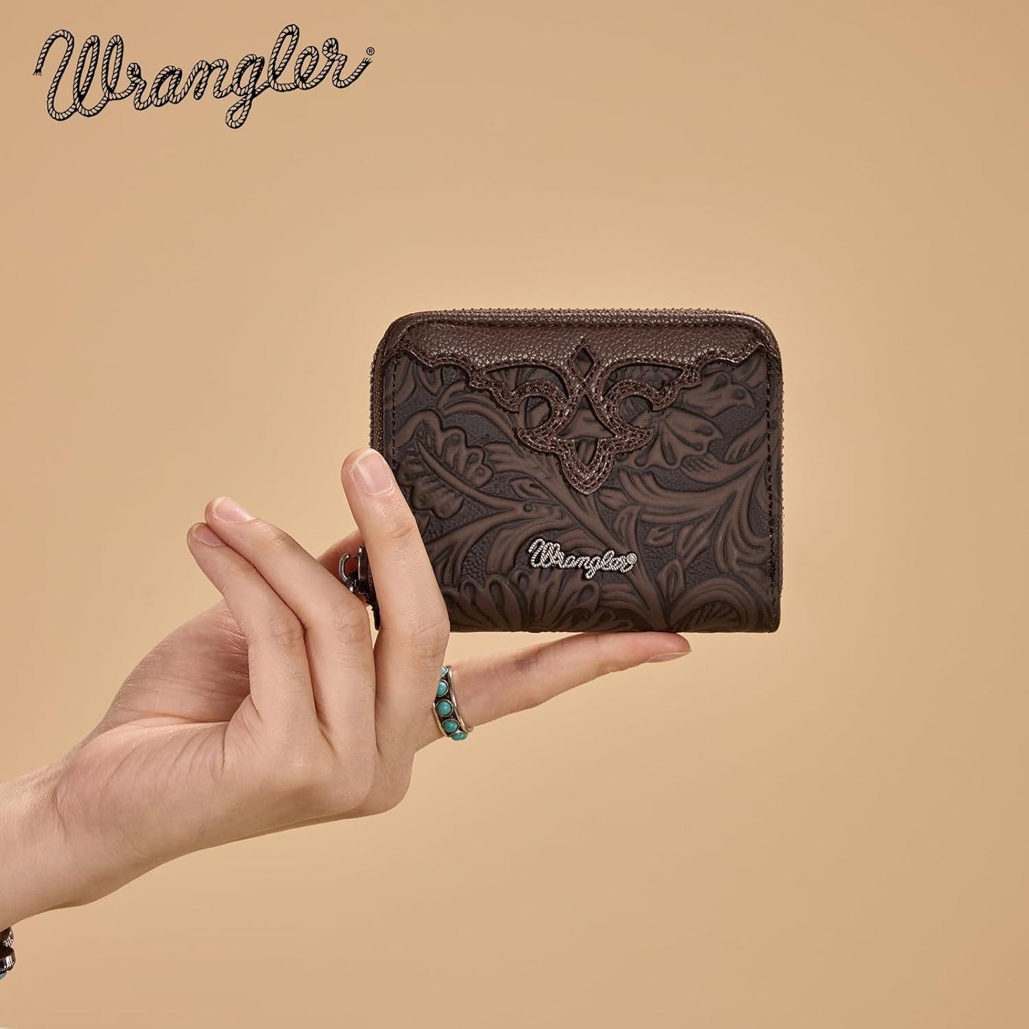 imageMontana West Wrangler Tooled Womens Wallet Small Credit Card Holder Slim Thin Money Organizer WG322W089TQToolingCoffee