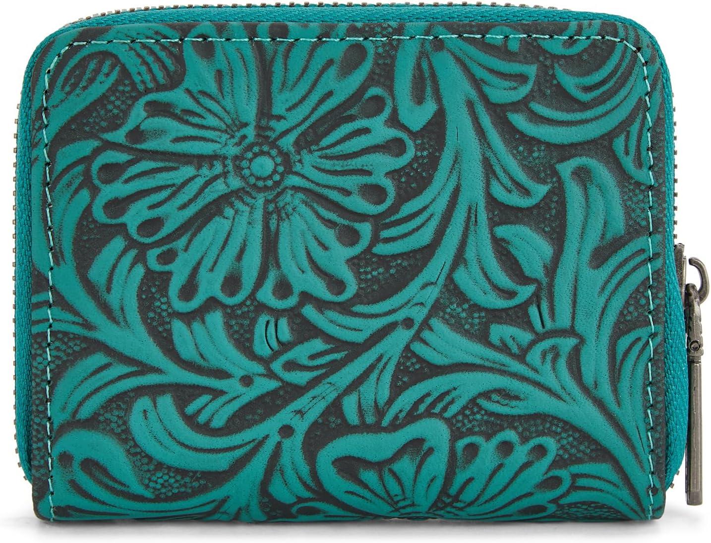 imageMontana West Wrangler Tooled Womens Wallet Small Credit Card Holder Slim Thin Money Organizer WG322W089TQToolingTurquoise