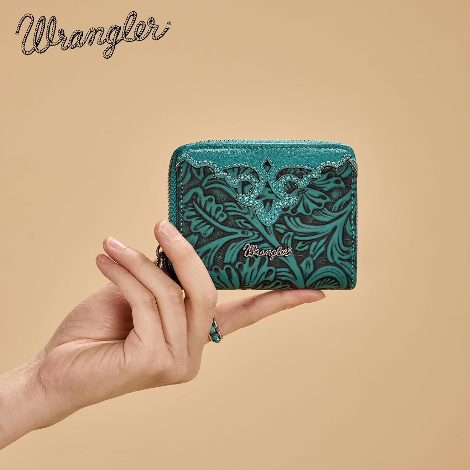 imageMontana West Wrangler Tooled Womens Wallet Small Credit Card Holder Slim Thin Money Organizer WG322W089TQToolingTurquoise