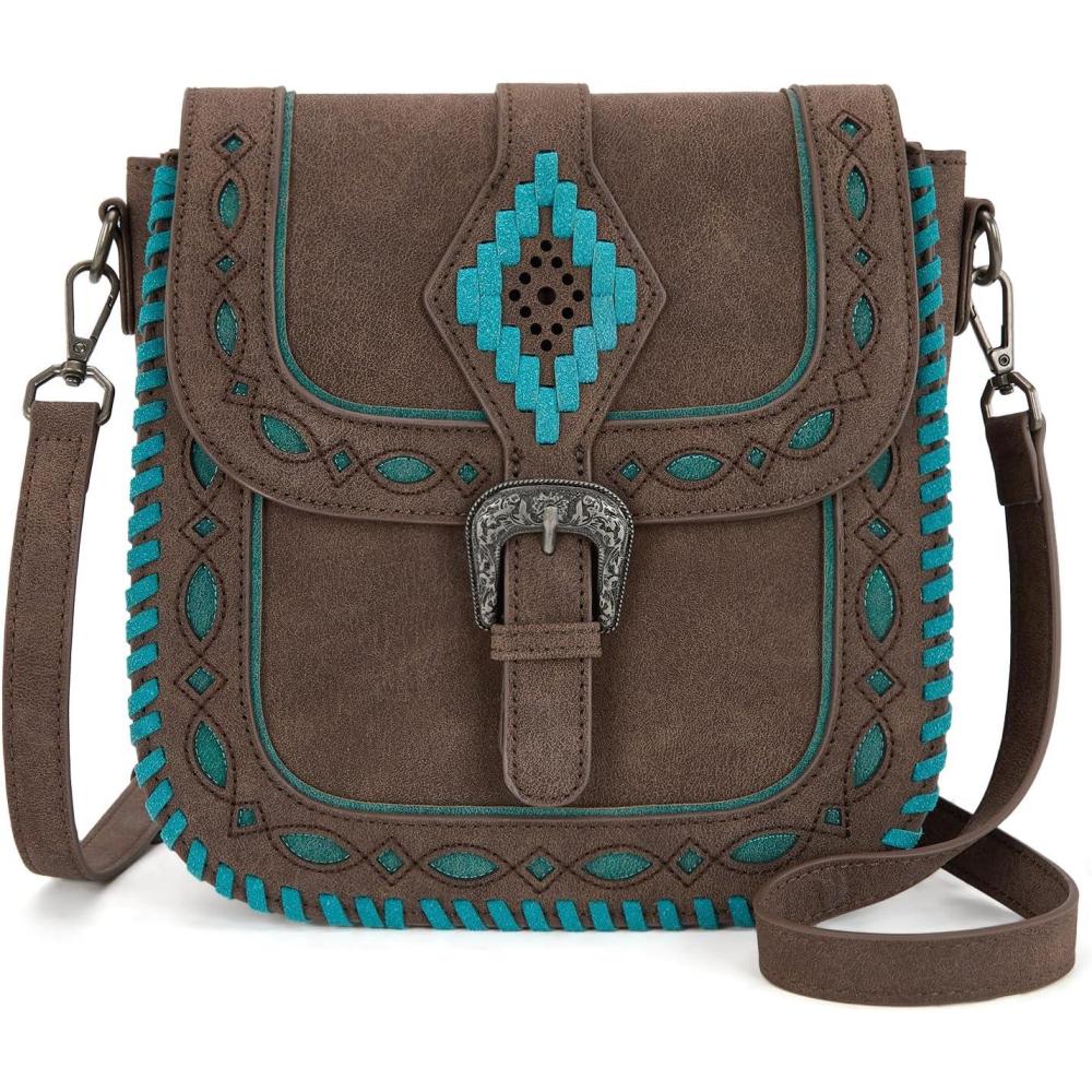imageMontana West Whipstitch Flap Crossbody Bag for Women Designer Saddle BagCoffee