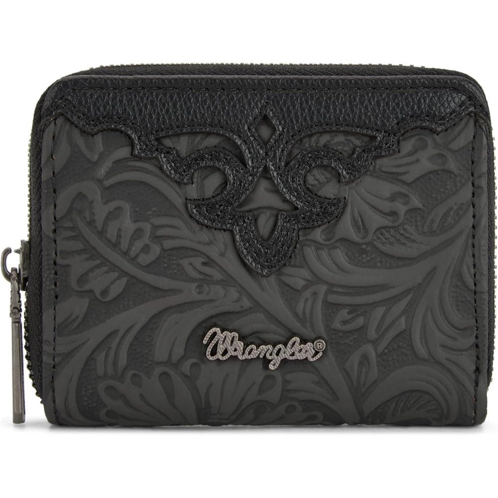 imageMontana West Wrangler Tooled Womens Wallet Small Credit Card Holder Slim Thin Money Organizer WG322W089TQToolingBlack