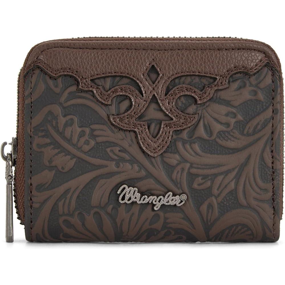 imageMontana West Wrangler Tooled Womens Wallet Small Credit Card Holder Slim Thin Money Organizer WG322W089TQToolingCoffee