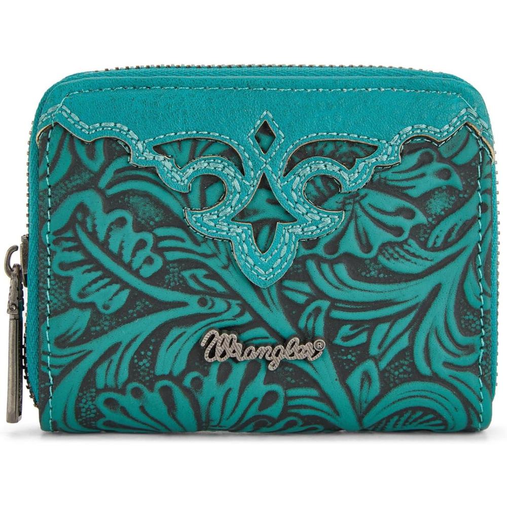 imageMontana West Wrangler Tooled Womens Wallet Small Credit Card Holder Slim Thin Money Organizer WG322W089TQToolingTurquoise