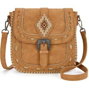 Montana West Whipstitch Flap Crossbody Bag for Women Designer Saddle Bag(Brown)