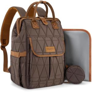 Montana West Wrangler Diaper Bag Backpack Baby Essentials Bag Quilted Travel Backpacks with Insulated Pockets, Portable Changing Pad, Stroller Straps, Pacifier Case(Coffee)