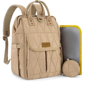 Montana West Wrangler Diaper Bag Backpack Baby Essentials Bag Quilted Travel Backpacks with Insulated Pockets, Portable Changing Pad, Stroller Straps, Pacifier Case(Khaki)