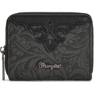 Montana West Wrangler Tooled Womens Wallet Small Credit Card Holder Slim Thin Money Organizer WG322-W089TQ(Tooling-Black)