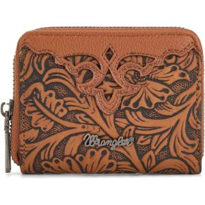 Montana West Wrangler Tooled Womens Wallet Small Credit Card Holder Slim Thin Money Organizer WG322-W089TQ(Tooling-Brown)