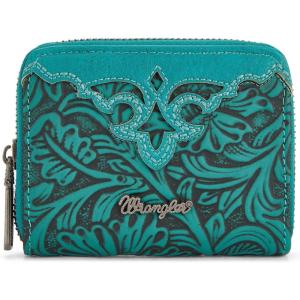 Montana West Wrangler Tooled Womens Wallet Small Credit Card Holder Slim Thin Money Organizer WG322-W089TQ(Tooling-Turquoise)