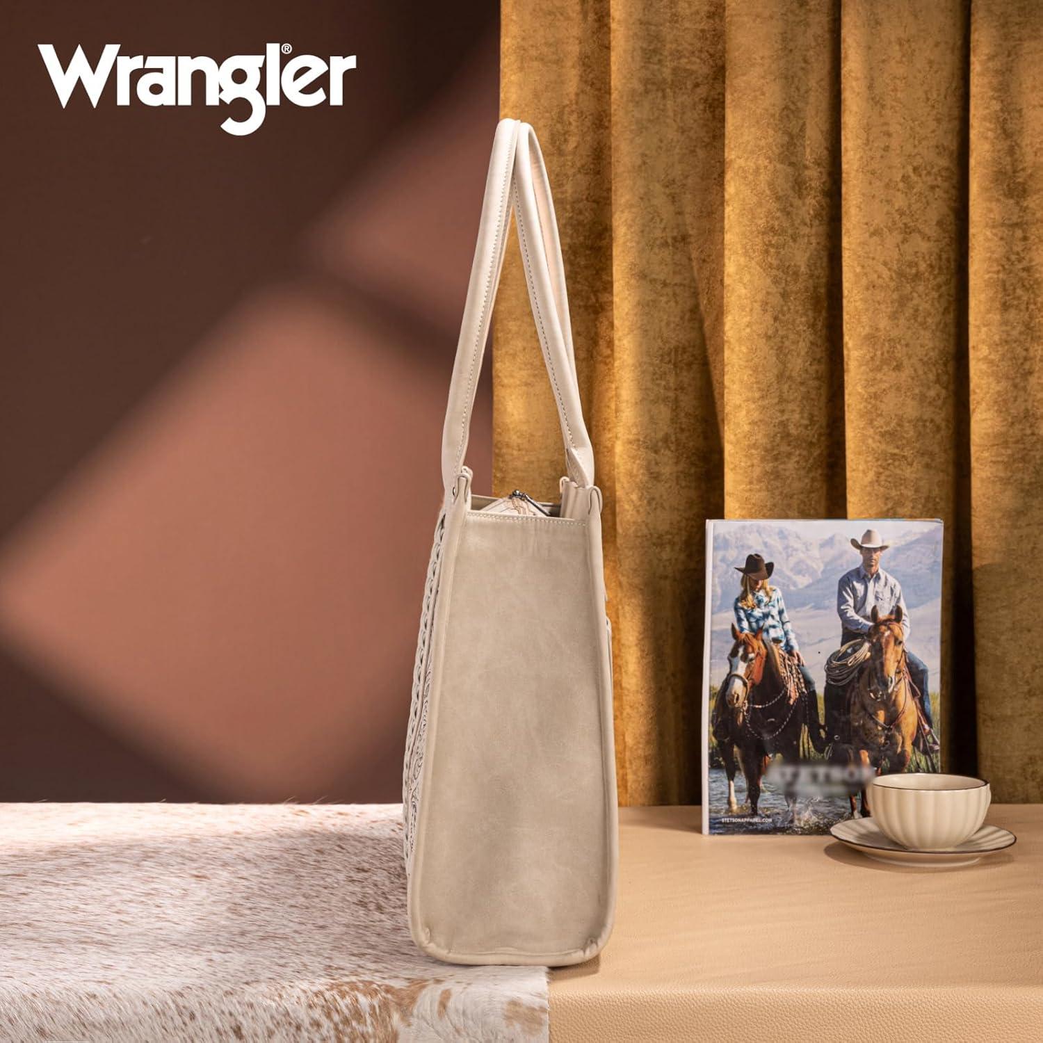 imageMontana West Wrangler Aztec Tote Bag for Women Western Shoulder Purse Top Handle HandbagL Beige