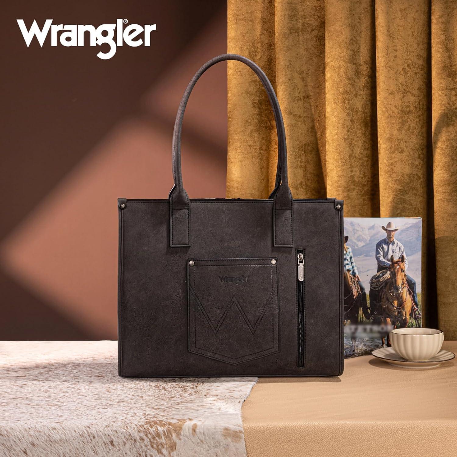 imageMontana West Wrangler Aztec Tote Bag for Women Western Shoulder Purse Top Handle HandbagL Black