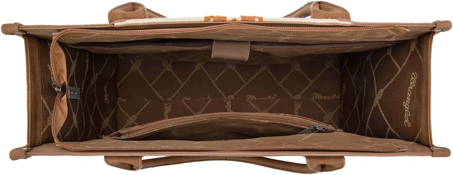 imageMontana West Wrangler Aztec Tote Bag for Women Western Shoulder Purse Top Handle HandbagL Brown