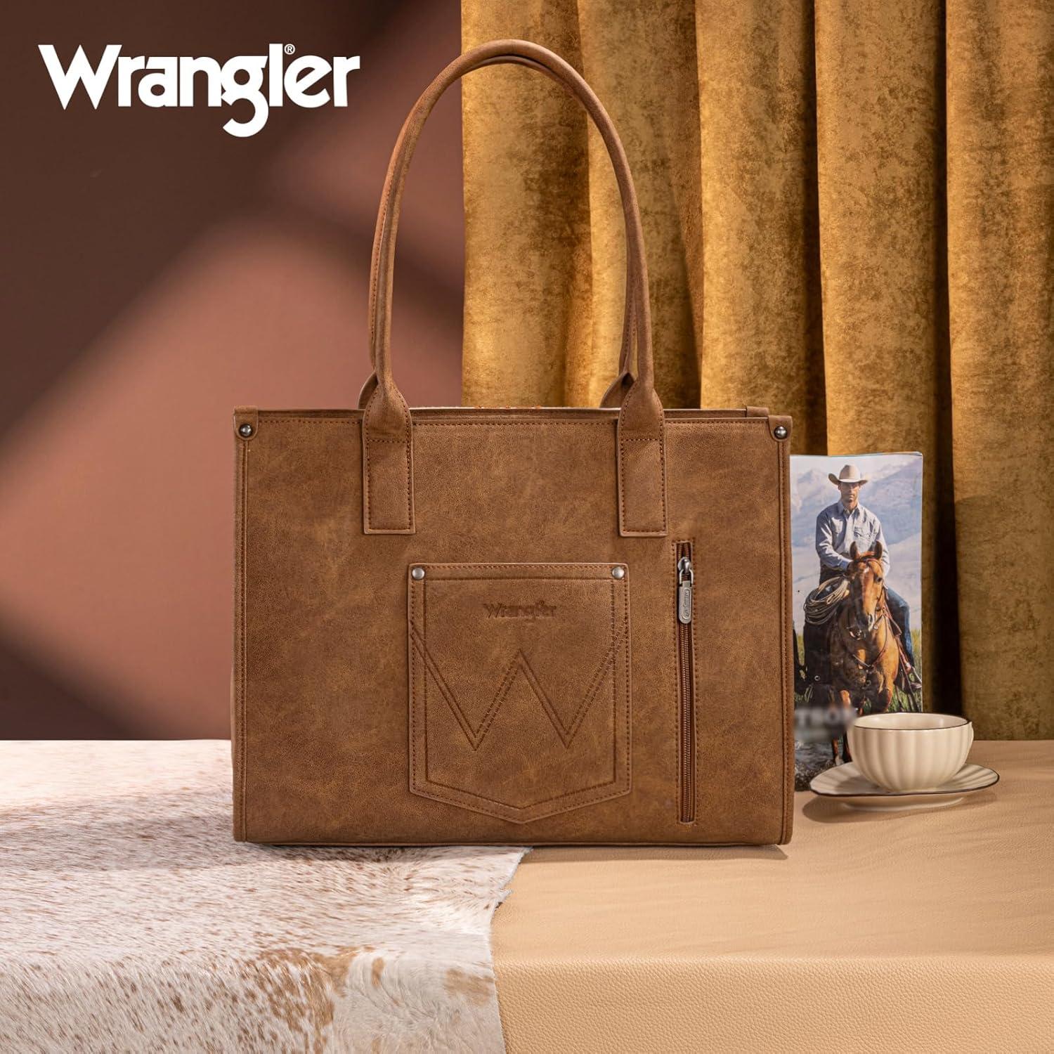 imageMontana West Wrangler Aztec Tote Bag for Women Western Shoulder Purse Top Handle HandbagL Brown