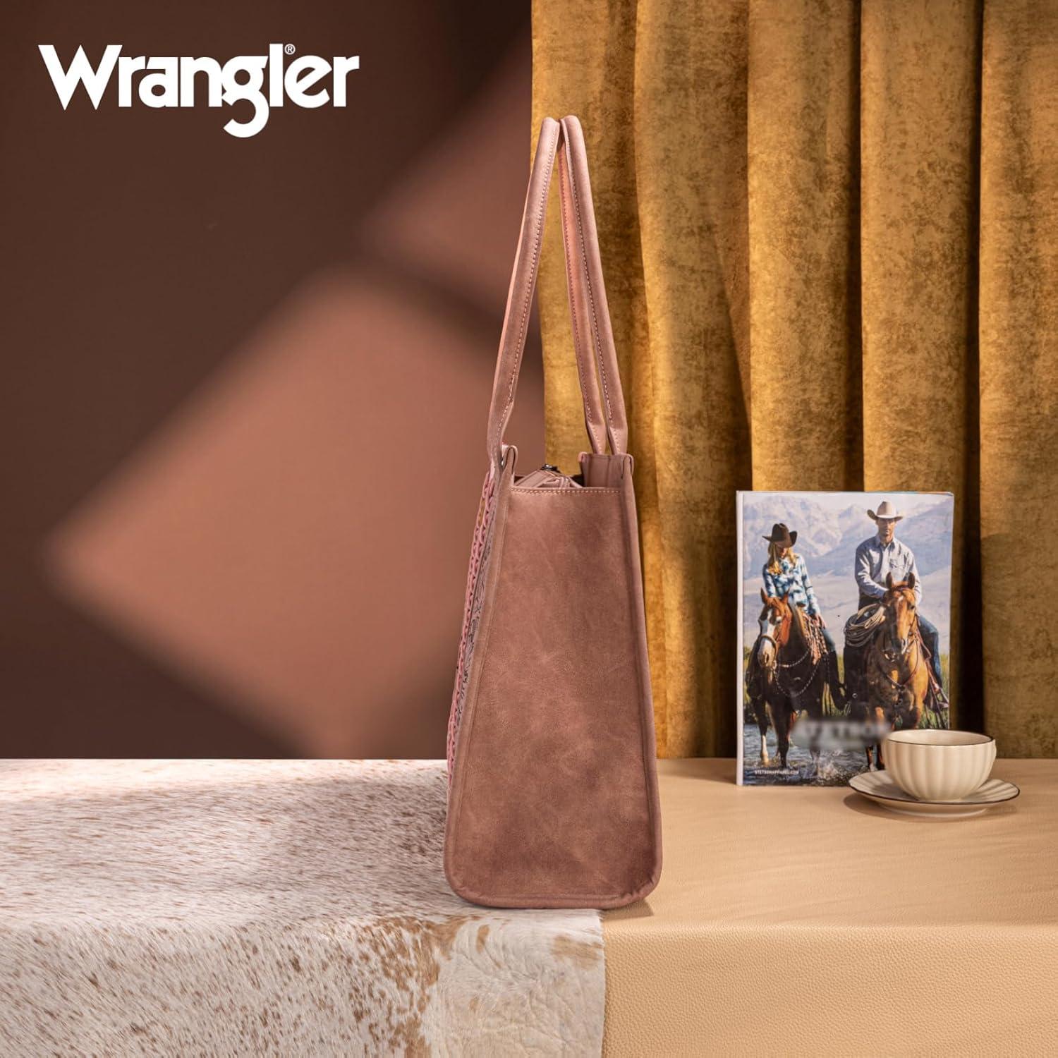 imageMontana West Wrangler Aztec Tote Bag for Women Western Shoulder Purse Top Handle HandbagL Deep Pink