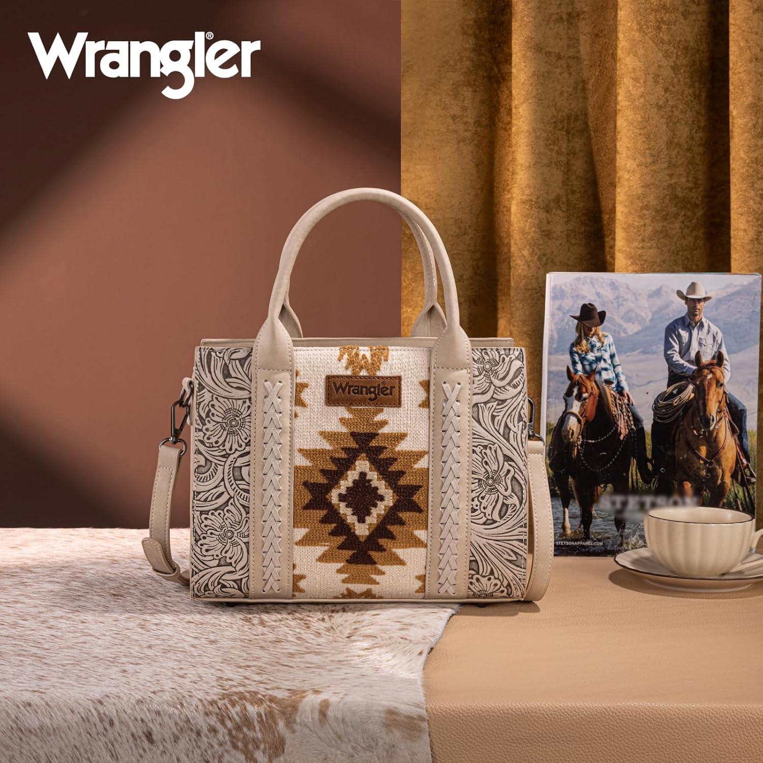 imageMontana West Wrangler Aztec Tote Bag for Women Western Shoulder Purse Top Handle HandbagM Beige