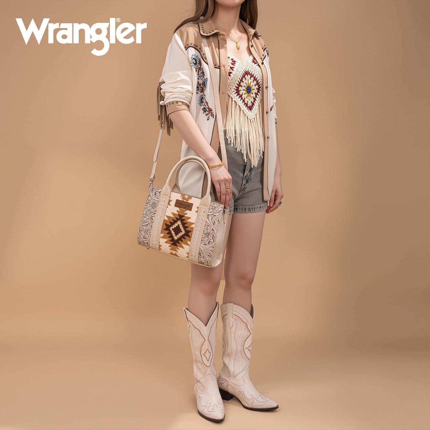 imageMontana West Wrangler Aztec Tote Bag for Women Western Shoulder Purse Top Handle HandbagM Beige